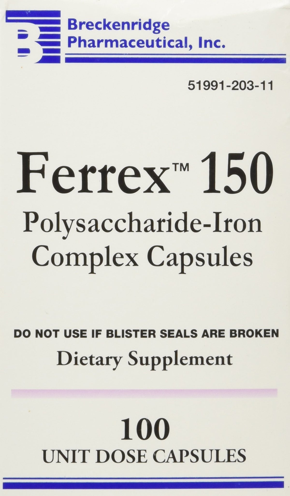FERREX-150 botella: suplemento diario suave para el estómago.