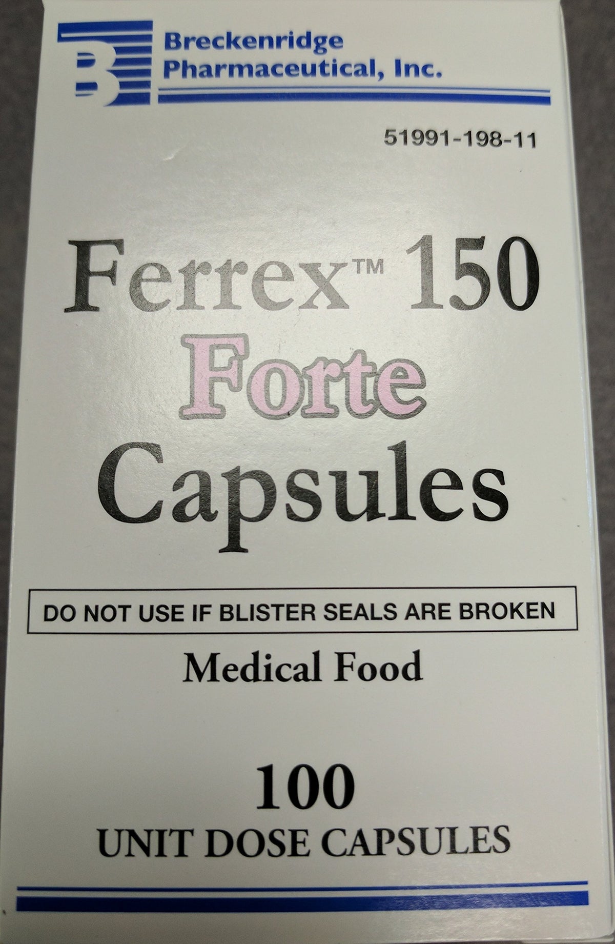 Ferrex-150 Forte: cápsulas de dosis unitaria para apoyar la deficiencia de hierro.