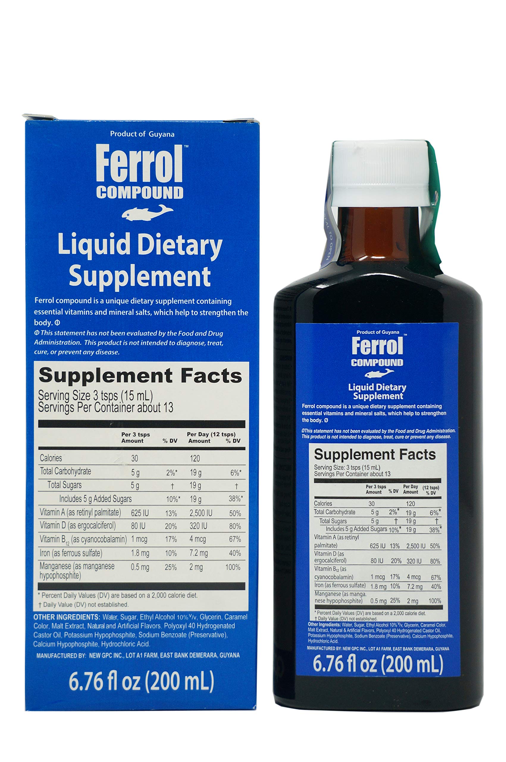 Ferrol: botella de suplemento de hierro y vitaminas para apoyar la energía diaria
