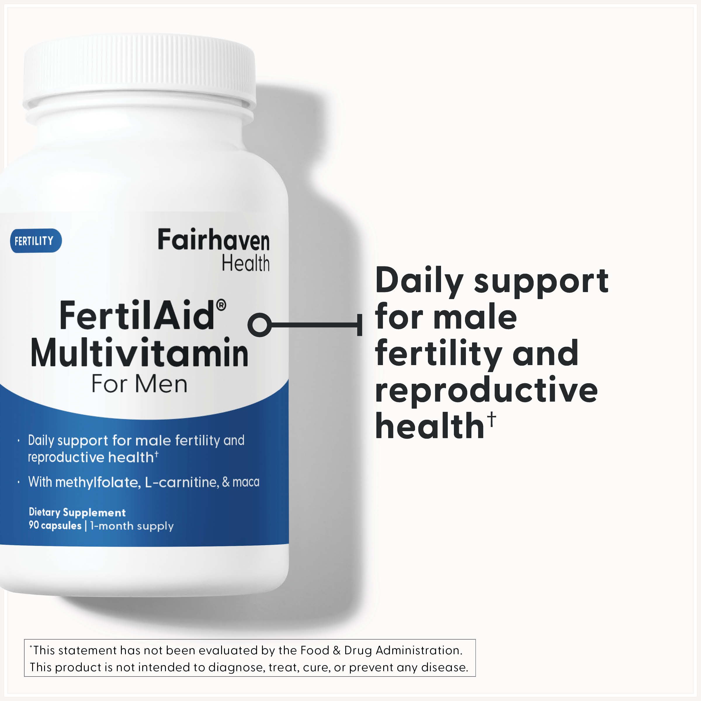 FertilAid para hombres ingredientes clave, como L-carnitina y zinc, para la salud reproductiva.