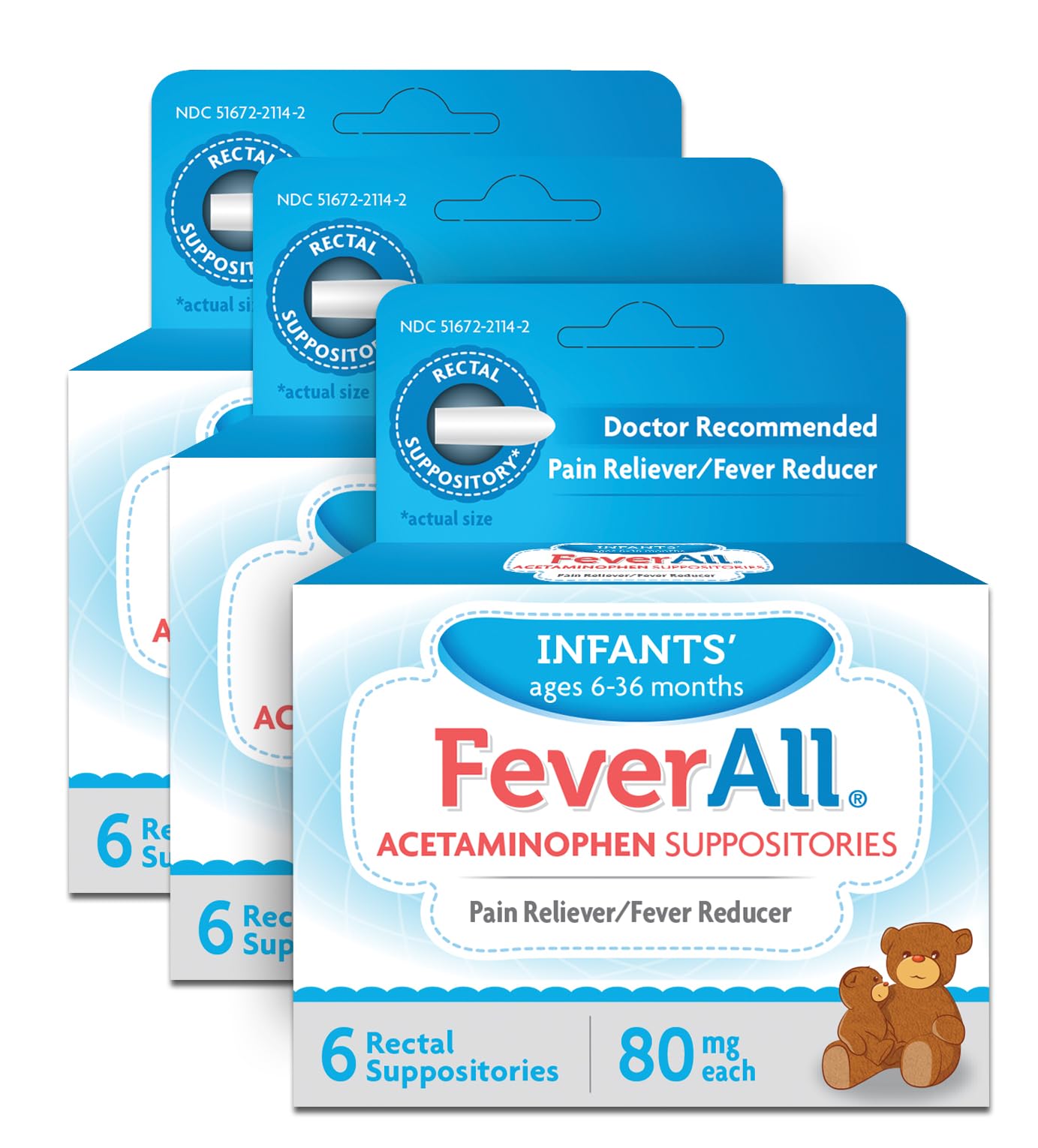 FeverAll supositorios infantiles para fiebre, administración rectal.