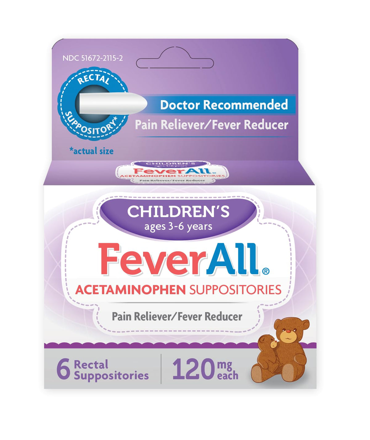 Feverall: supositorio rectal de 120 mg para fiebre en niños 3-6 años