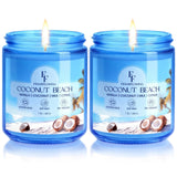 Vela FF FRAGRFLOWING Coco Playa en jarrón azul para ambientar espacios con aroma tropical.