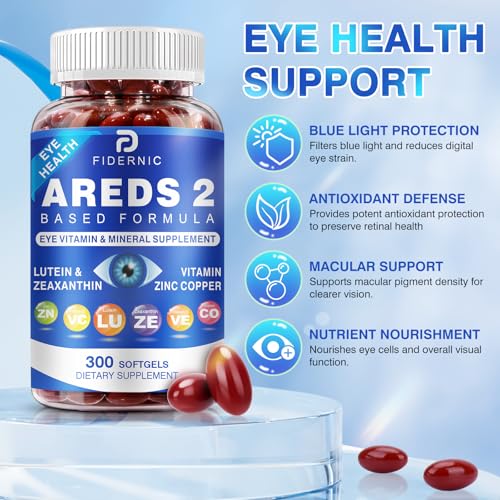 FIDERNIC AREDS2: primer plano de ingredientes clave para el cuidado visual.