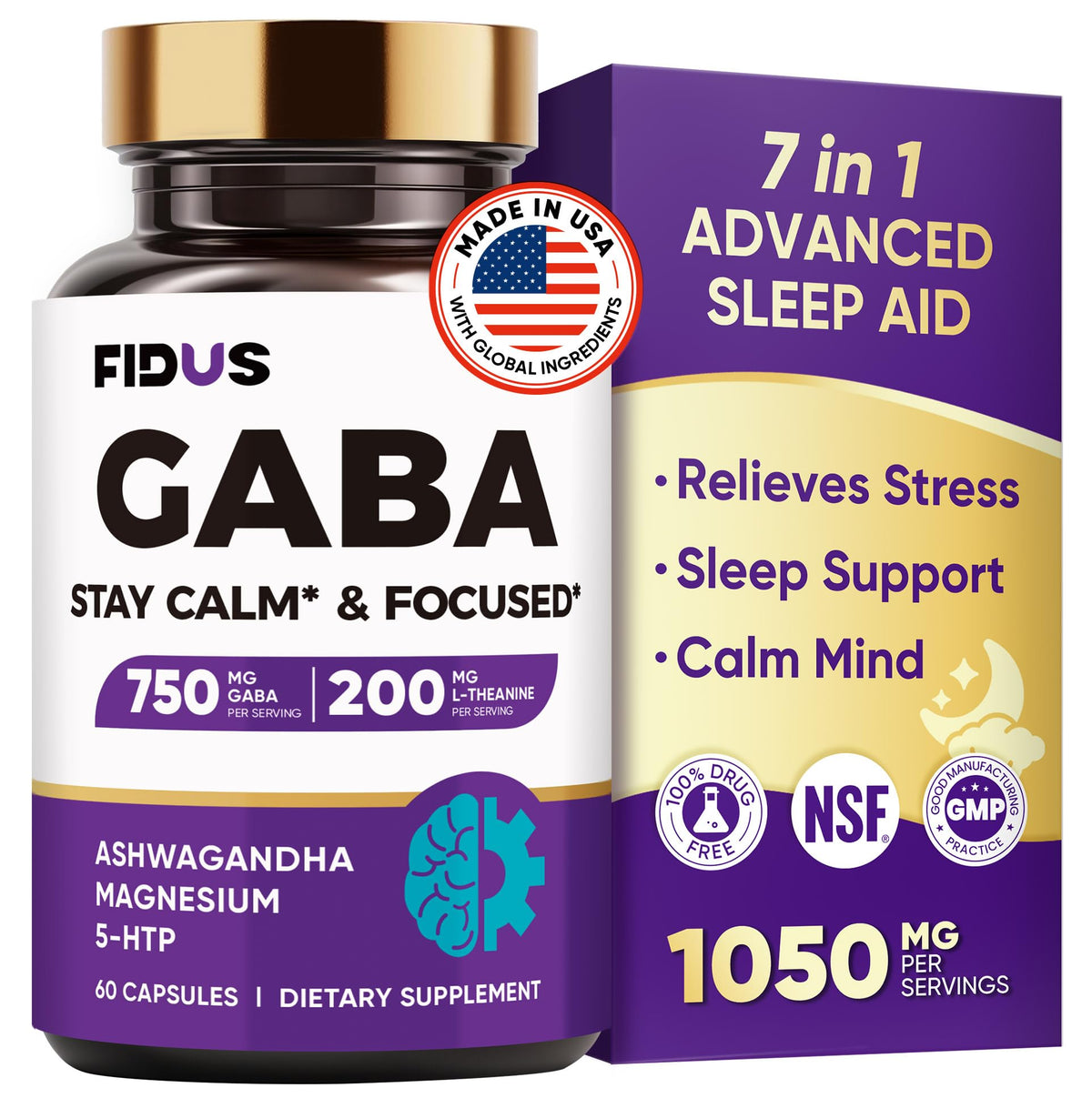 Botella de Fidus para sueño sin melatonina, favorece descanso natural.