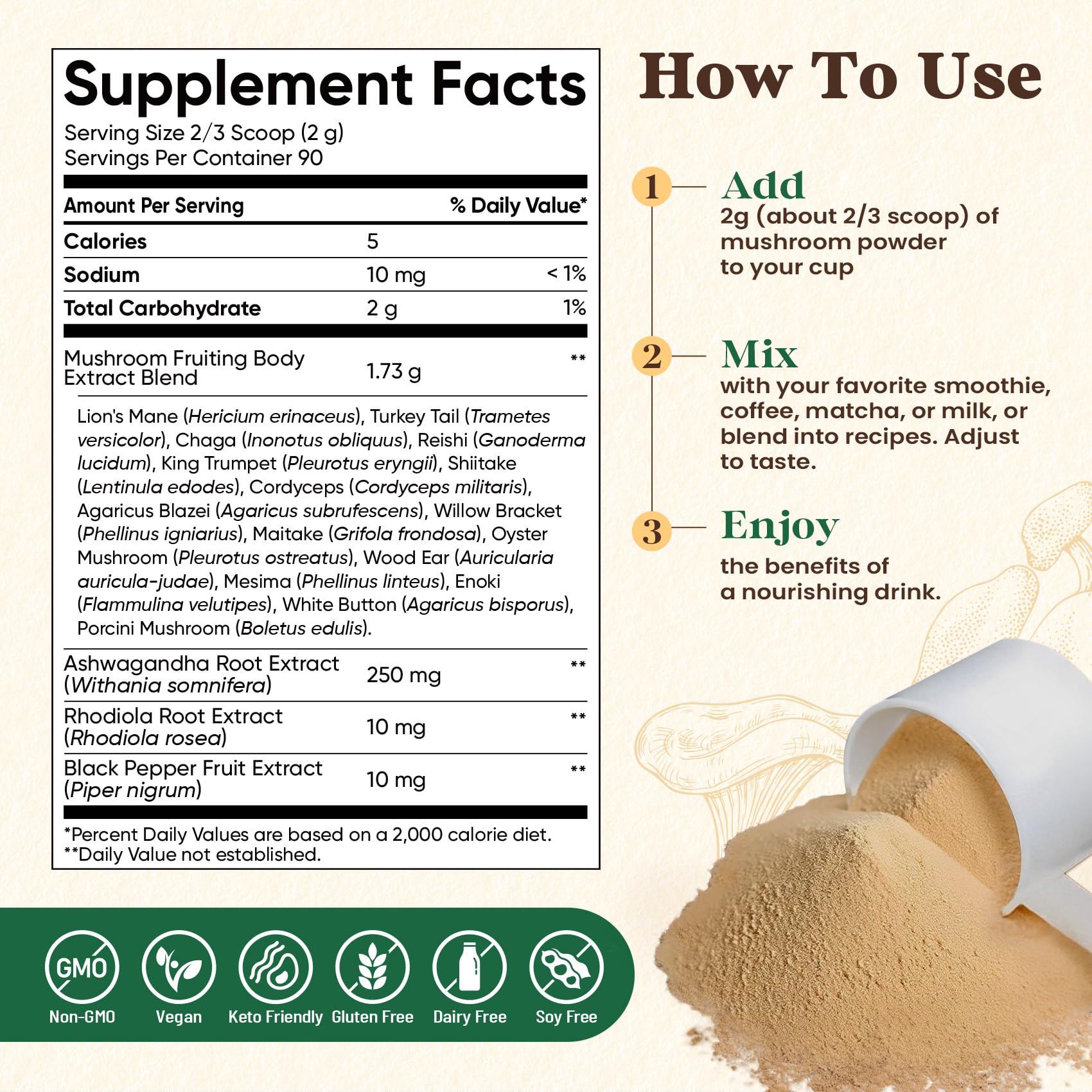 Fidus hongo enoki para digestión suave y bienestar general.
