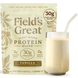 Field's Great Proteína vegetal con fibra vainilla, etiqueta sin gluten para estilo de vida consciente