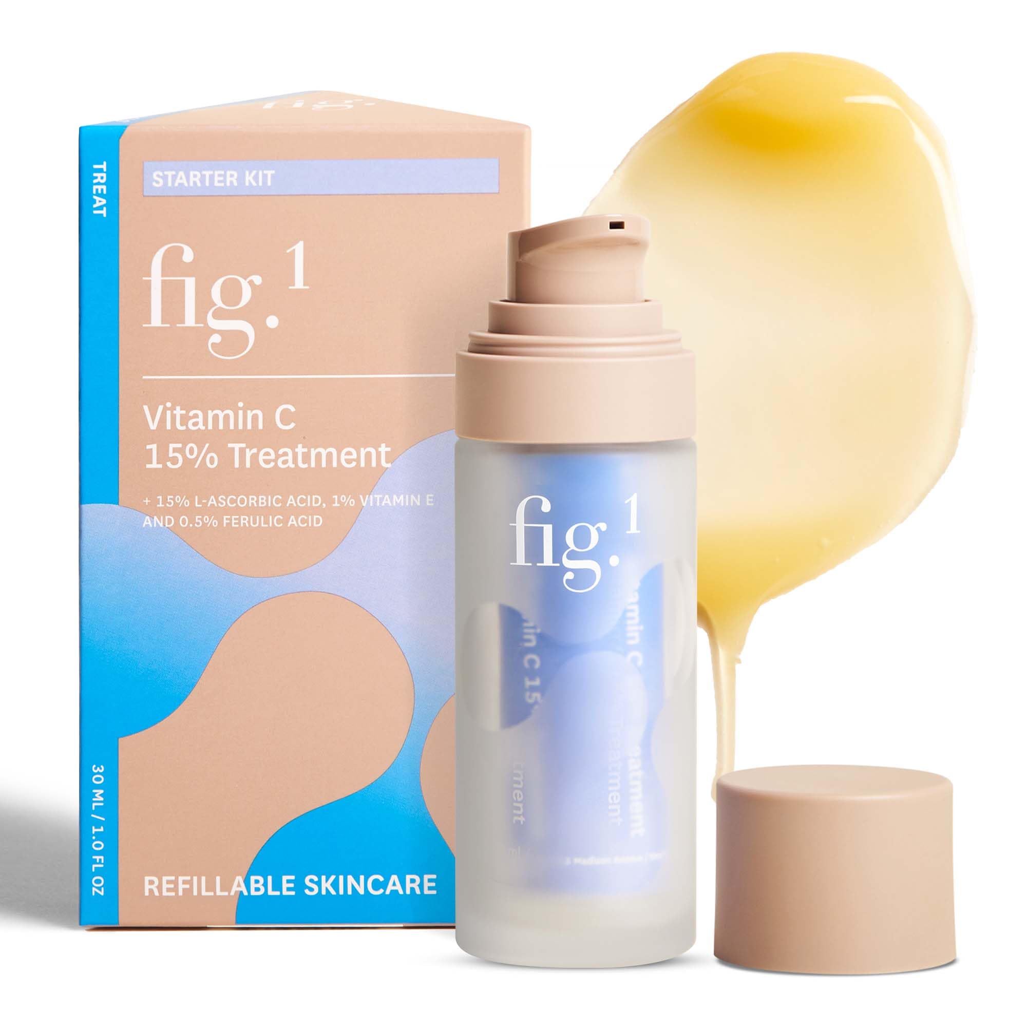 Fig.1 serum vitamina C 15% en botella mejora luminosidad de la piel