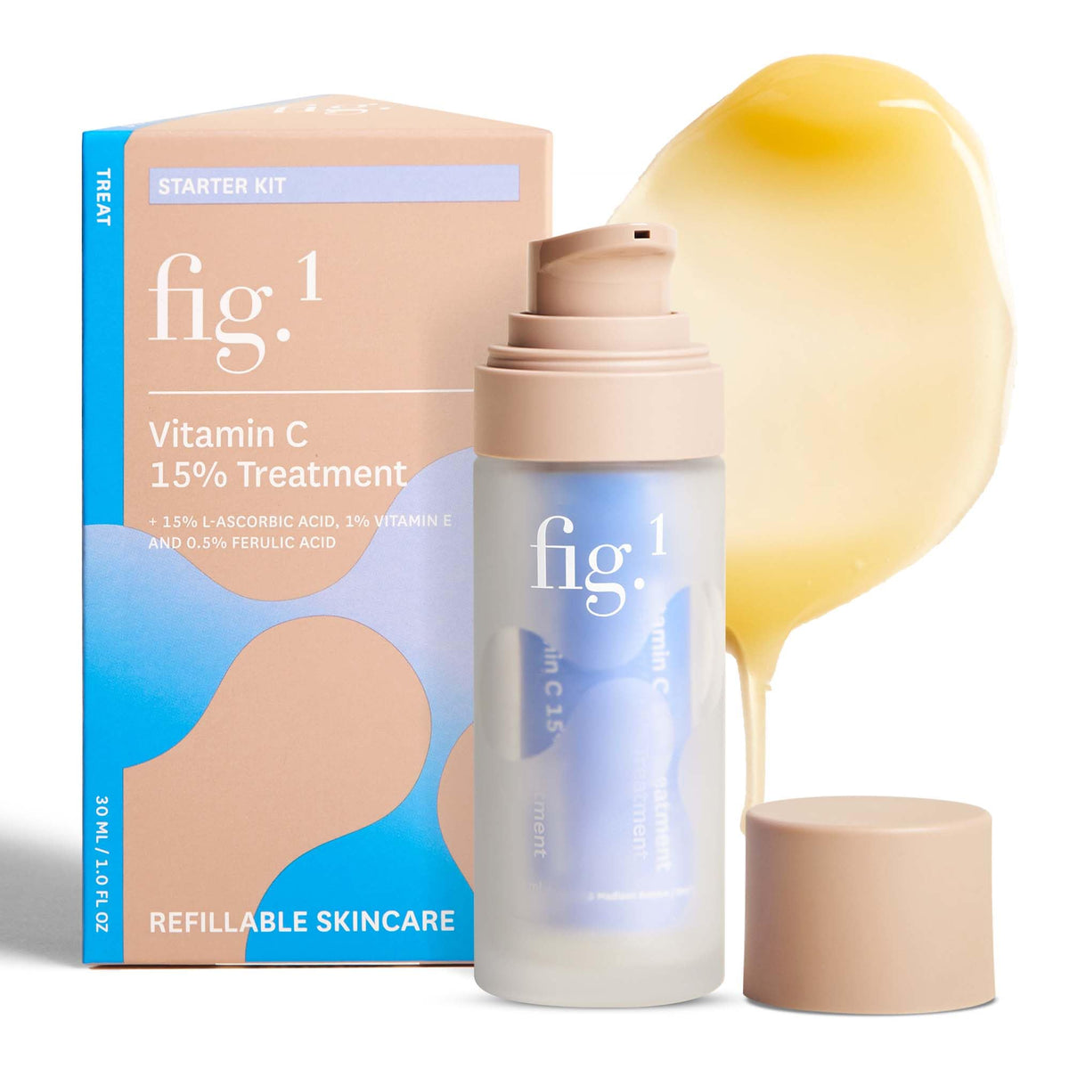 Fig.1 serum vitamina C 15% en botella mejora luminosidad de la piel