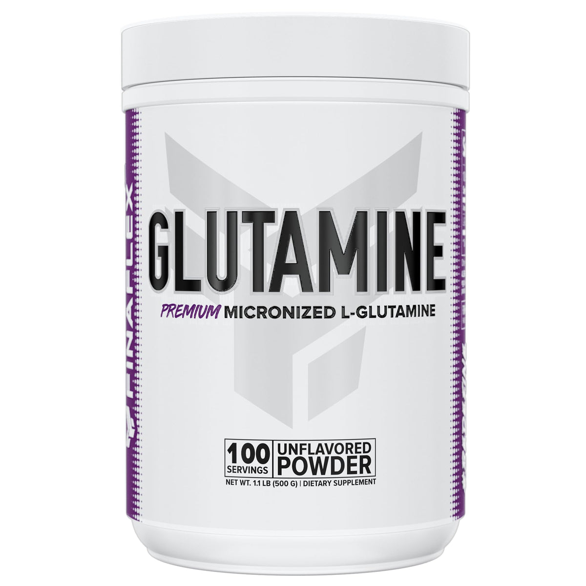 FINAFLEX glutamina pura en bote, apoyo a la recuperación muscular y equilibrio de nitrógeno.