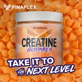 FINAFLEX gomitas de creatina sabor naranja etiqueta clara para control de consumo.