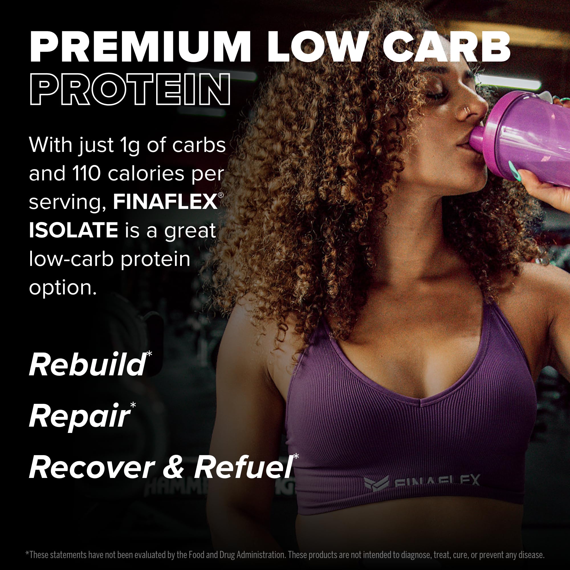FINAFLEX ISOLATE, lata frontal, etiqueta clara para proteína sin gluten.