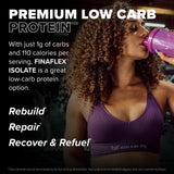 FINAFLEX ISOLATE, lata frontal, etiqueta clara para proteína sin gluten.