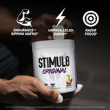 FINAFLEX STIMUL8 etiqueta de ingredientes con cafeína y vitamina C
