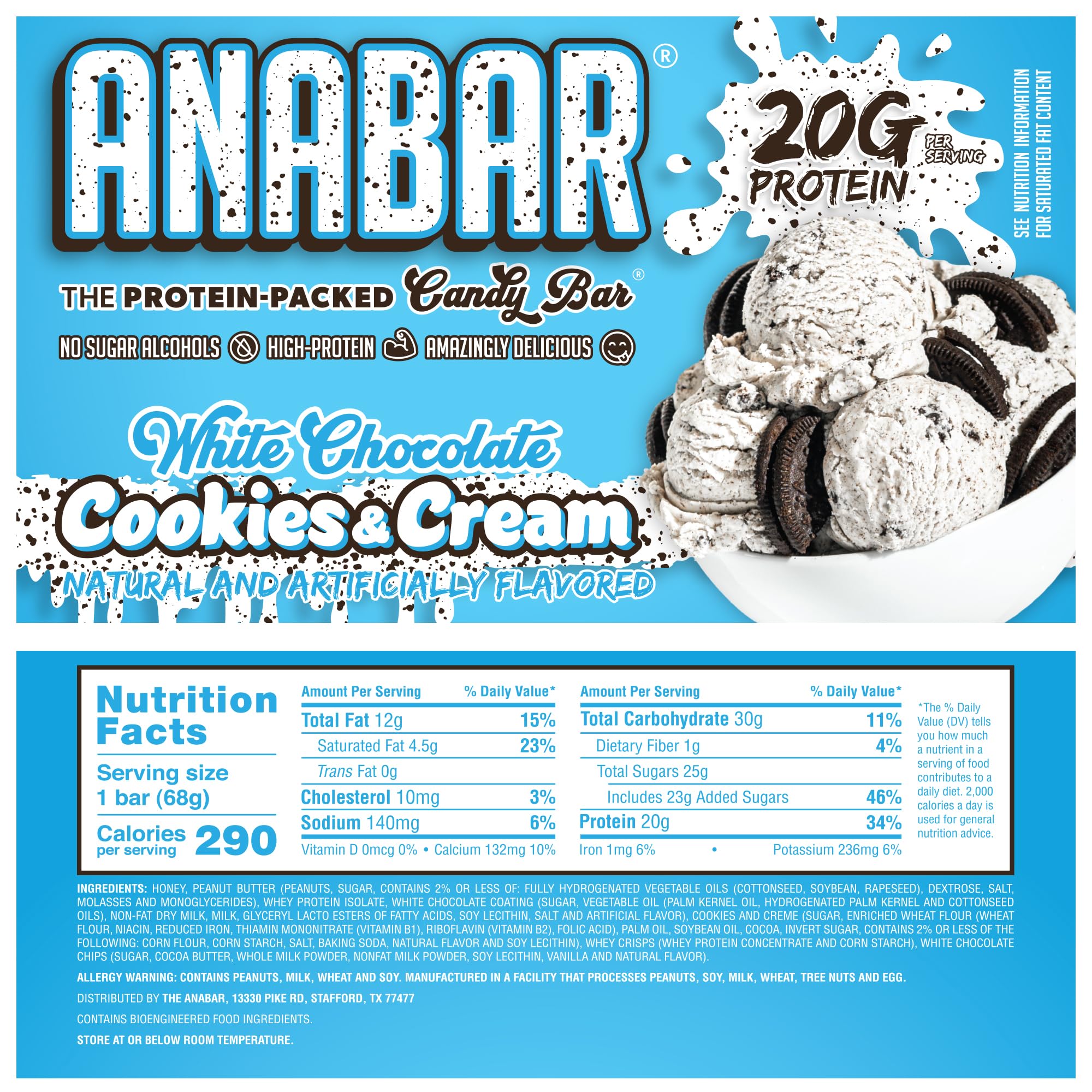 Barra Anabar, 20 g de proteína por porción, ideal tras entreno