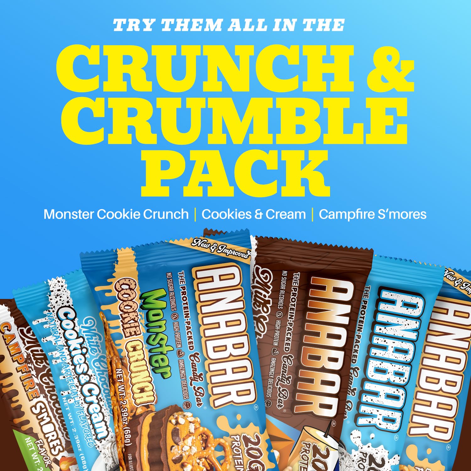Anabar Campfire S'mores barra cubierta de chocolate, snack proteico