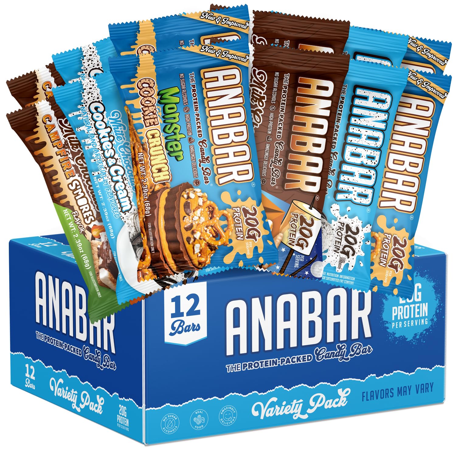 Anabar Monster Cookie Crunch barra cubierta de chocolate, ideal para snack proteico