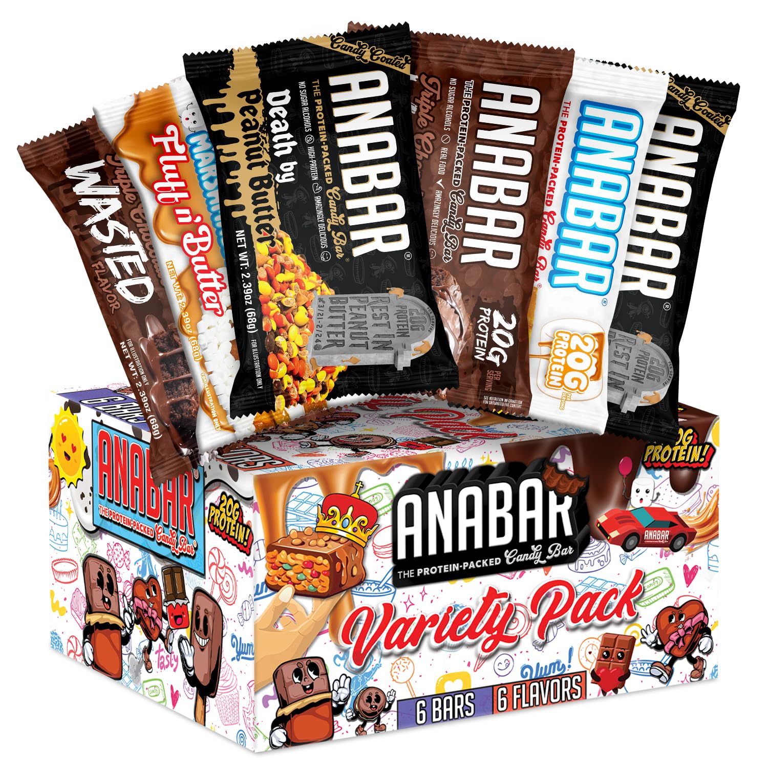 Anabar muestrario: caja con 6 barras proteicas para merienda diaria.
