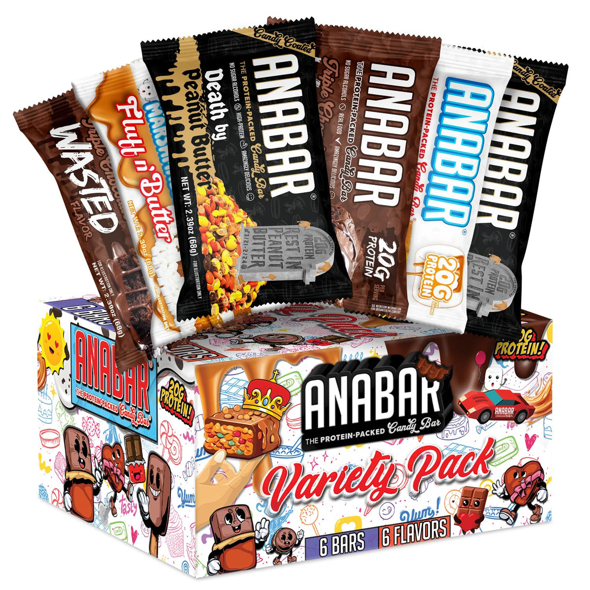 Anabar muestrario: caja con 6 barras proteicas para merienda diaria.