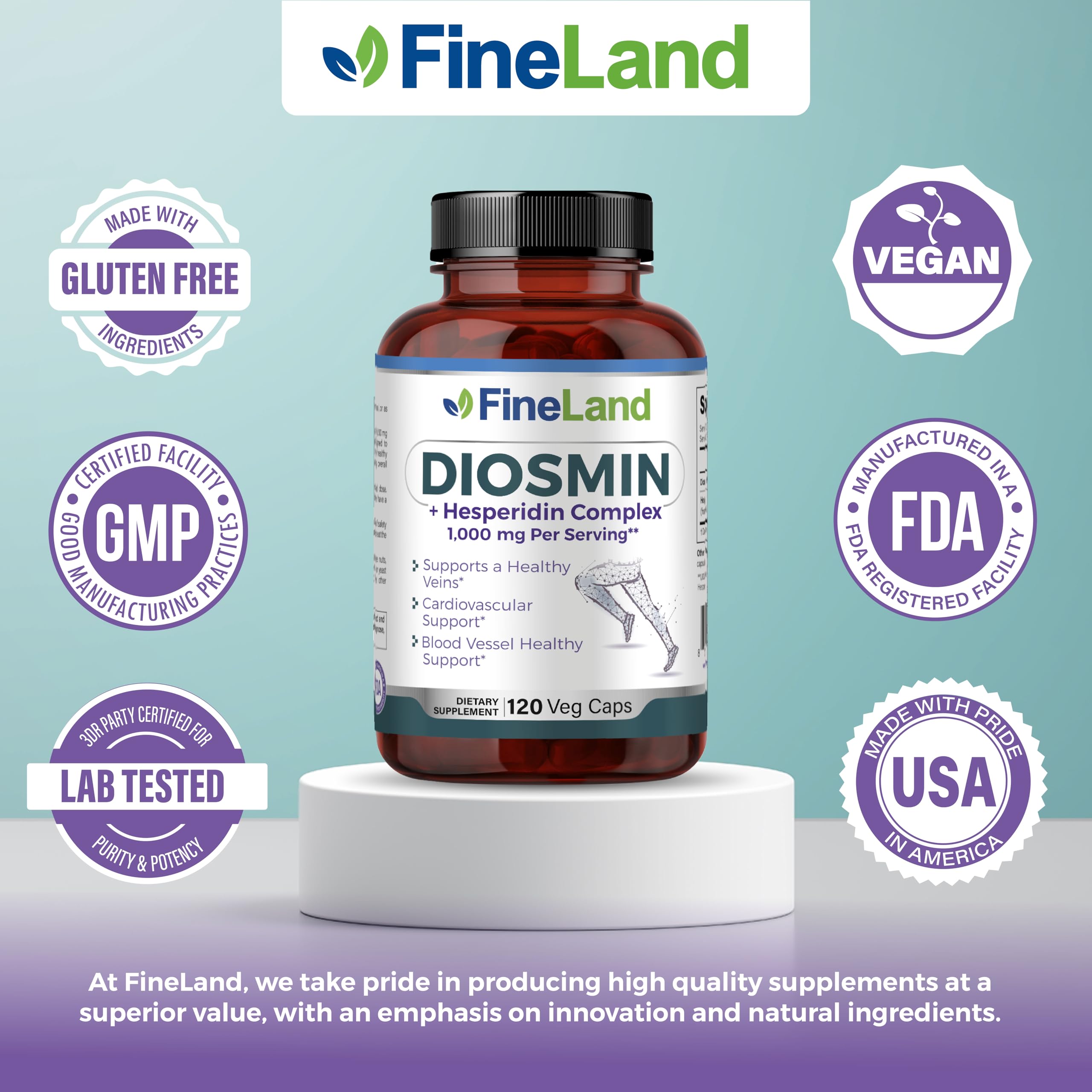 FineLand Diosmín Hesperidina: símbolo vegano que indica opción 100% vegetal.