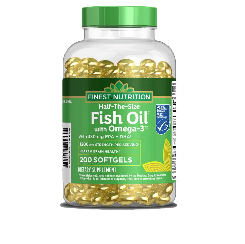 Finest Nutrition cápsula-pescado-tamano-medio, fácil de tragar con beneficios de omega-3.
