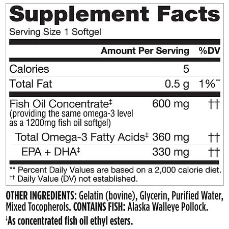 Finest Nutrition Cápsulas de tamaño reducido, fáciles de tragar para omega-3.