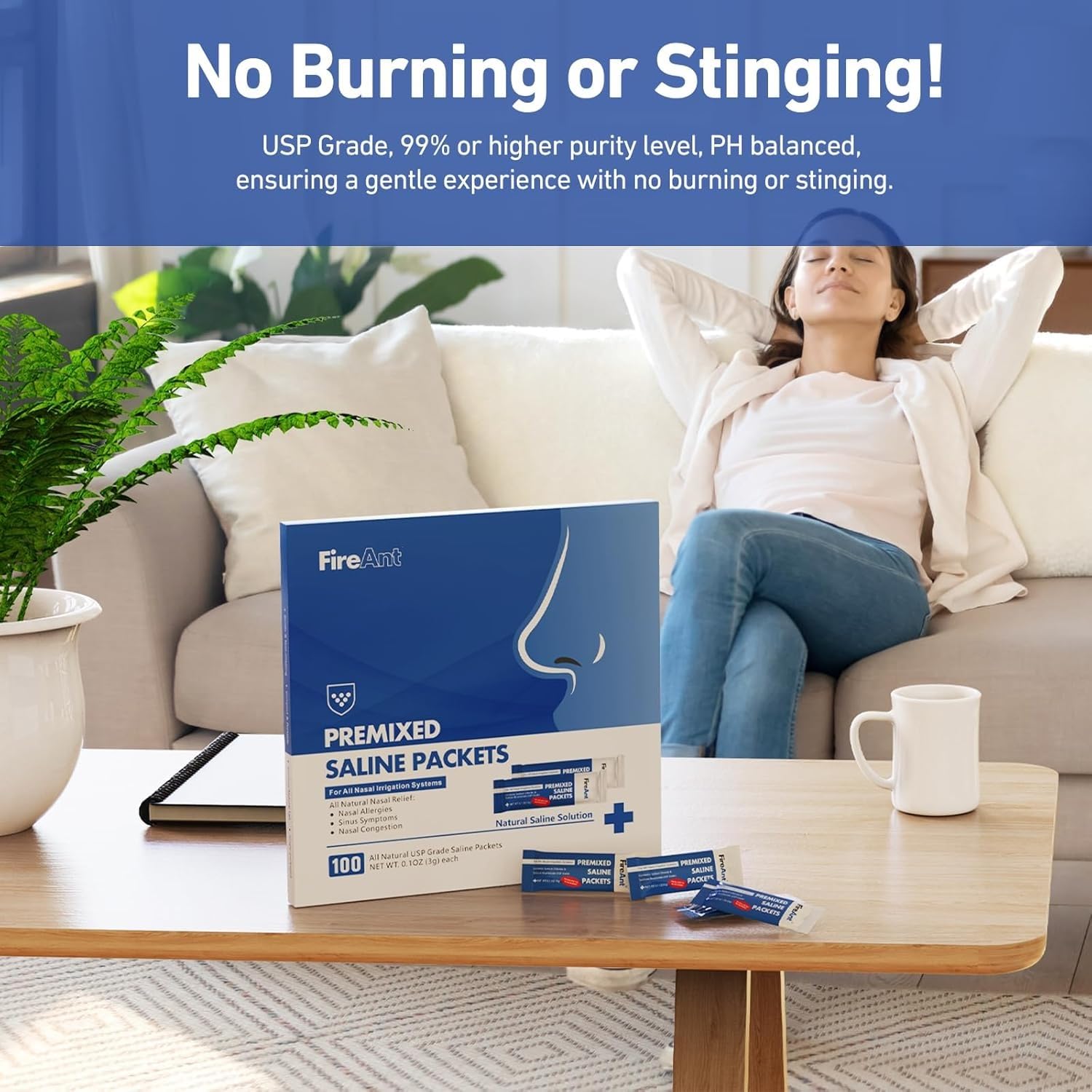 FireAnt solución isotónica 8 oz para enjuague nasal suave.