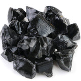Fireboomoon obsidiana negra bruta en bandeja para selección