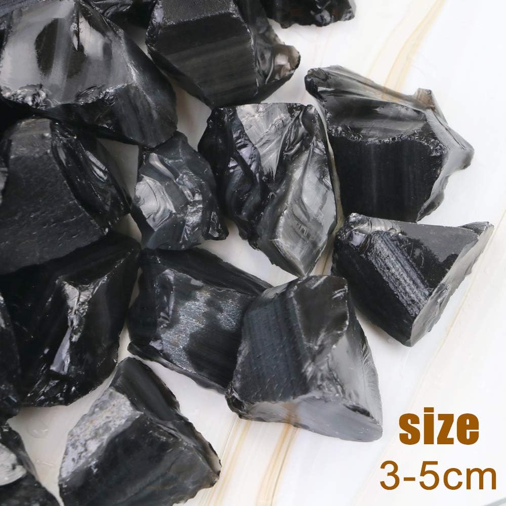 Fireboomoon obsidiana negra bruta para cabujones y pulido artesanal