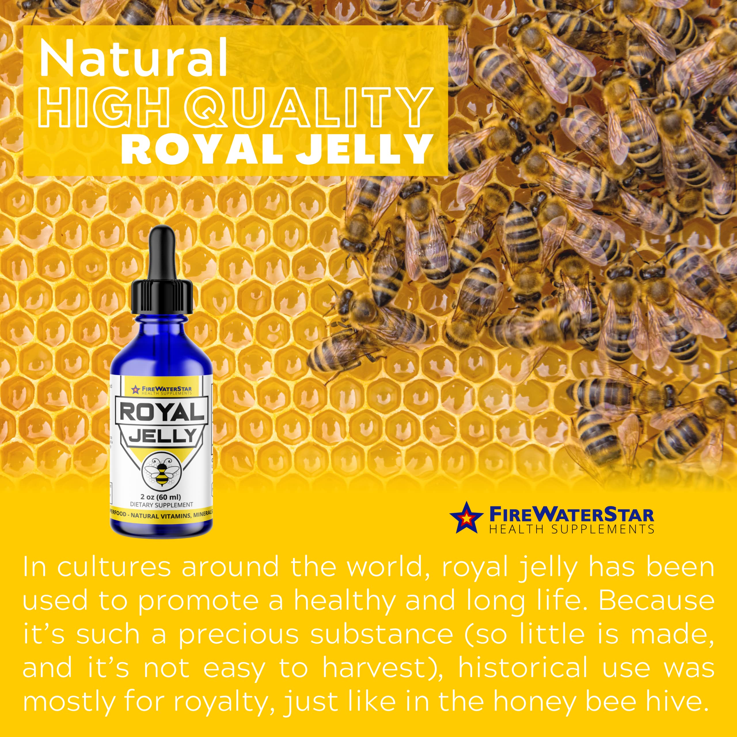 FIREWATERSTAR Royal Jelly: ingredientes puros para un suplemento natural diario.