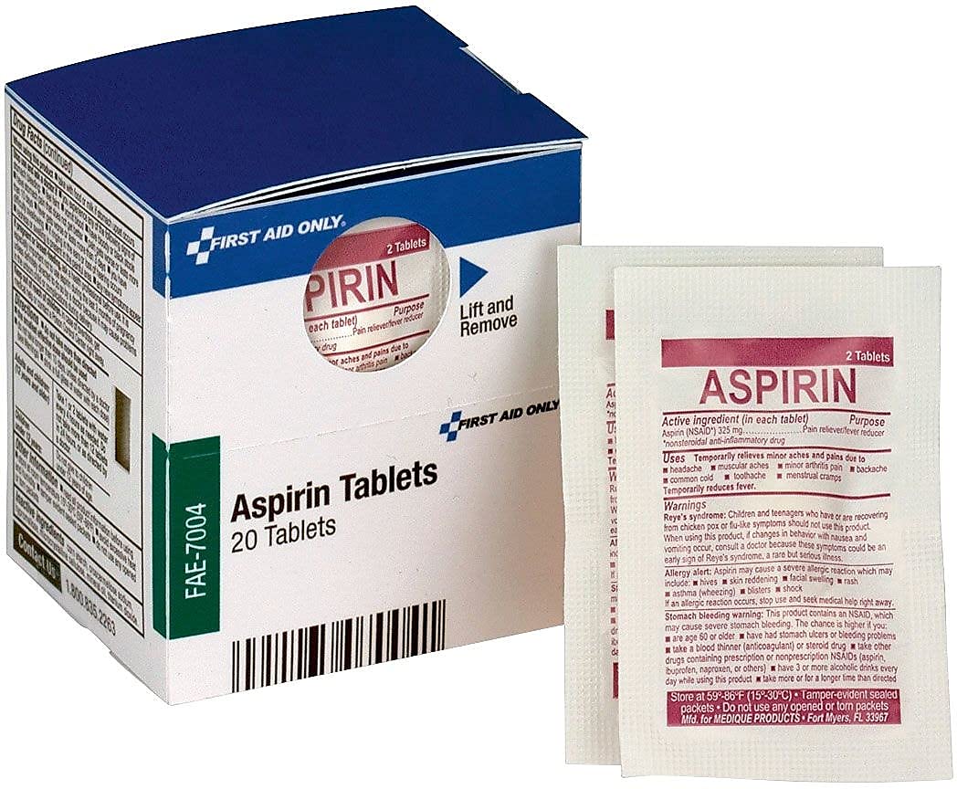 First Aid Only SmartCompliance Aspirin Refill, caja de 10 sobres, uso práctico para el hogar
