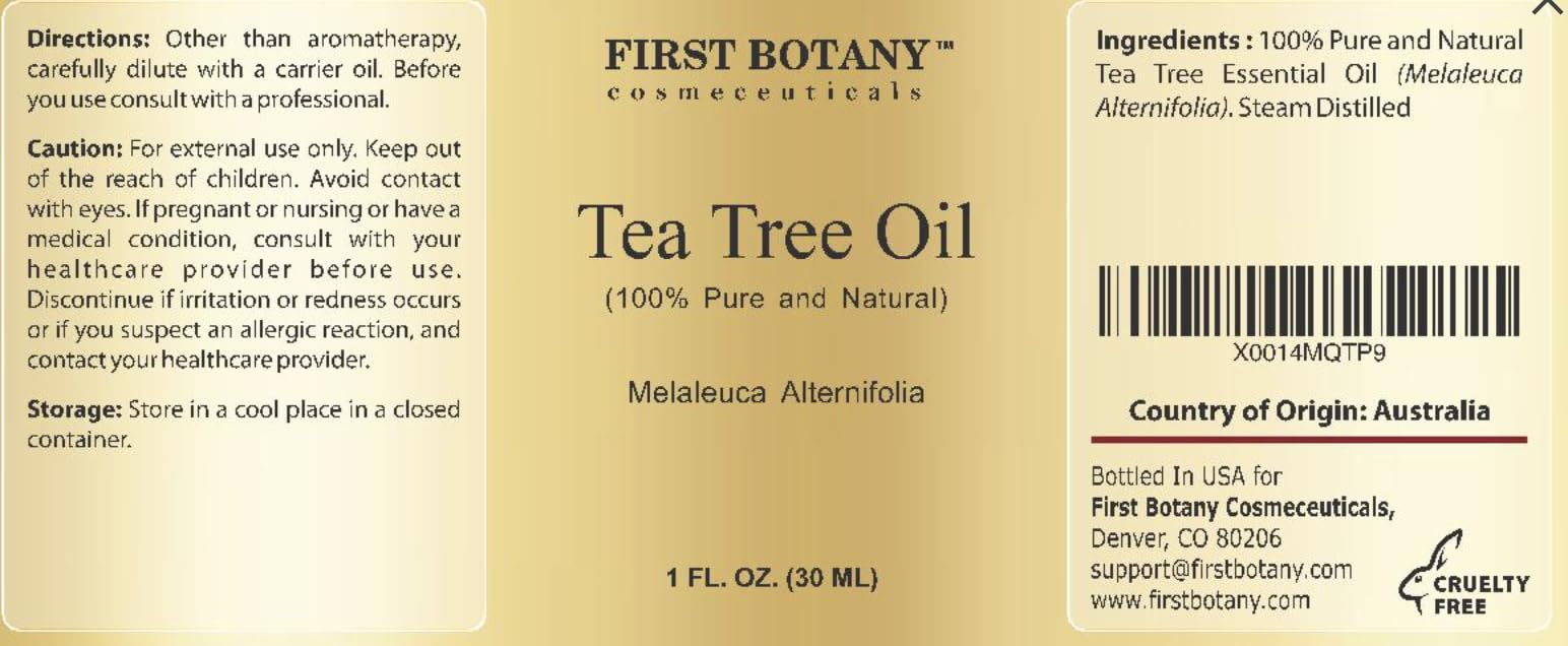 First Botany Tea Tree Oil bottle pour shot highlights easy usage and portability.