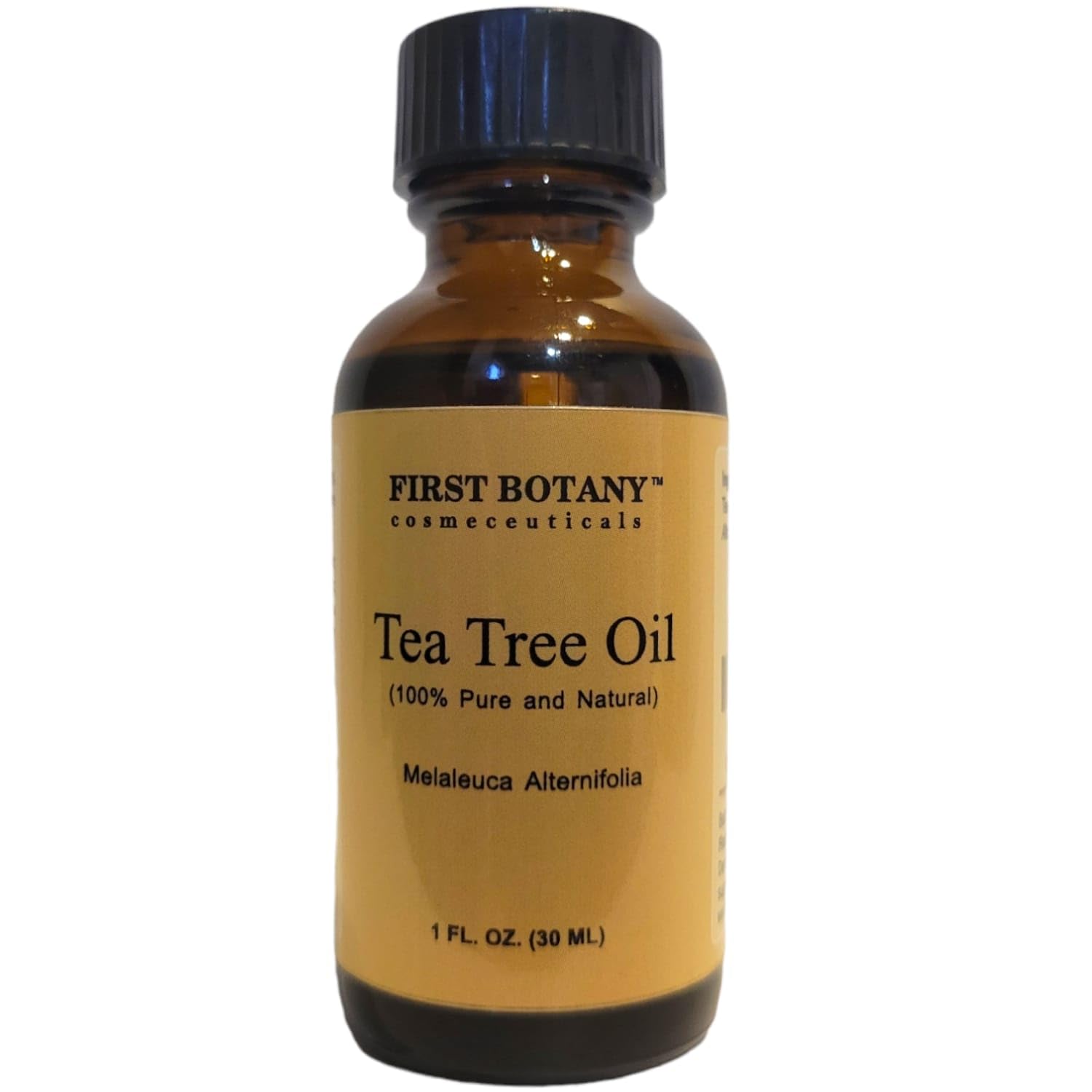 First Botany Tea Tree Oil packaging close-up emphasizes USA bottled quality.