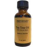 First Botany Tea Tree Oil packaging close-up emphasizes USA bottled quality.