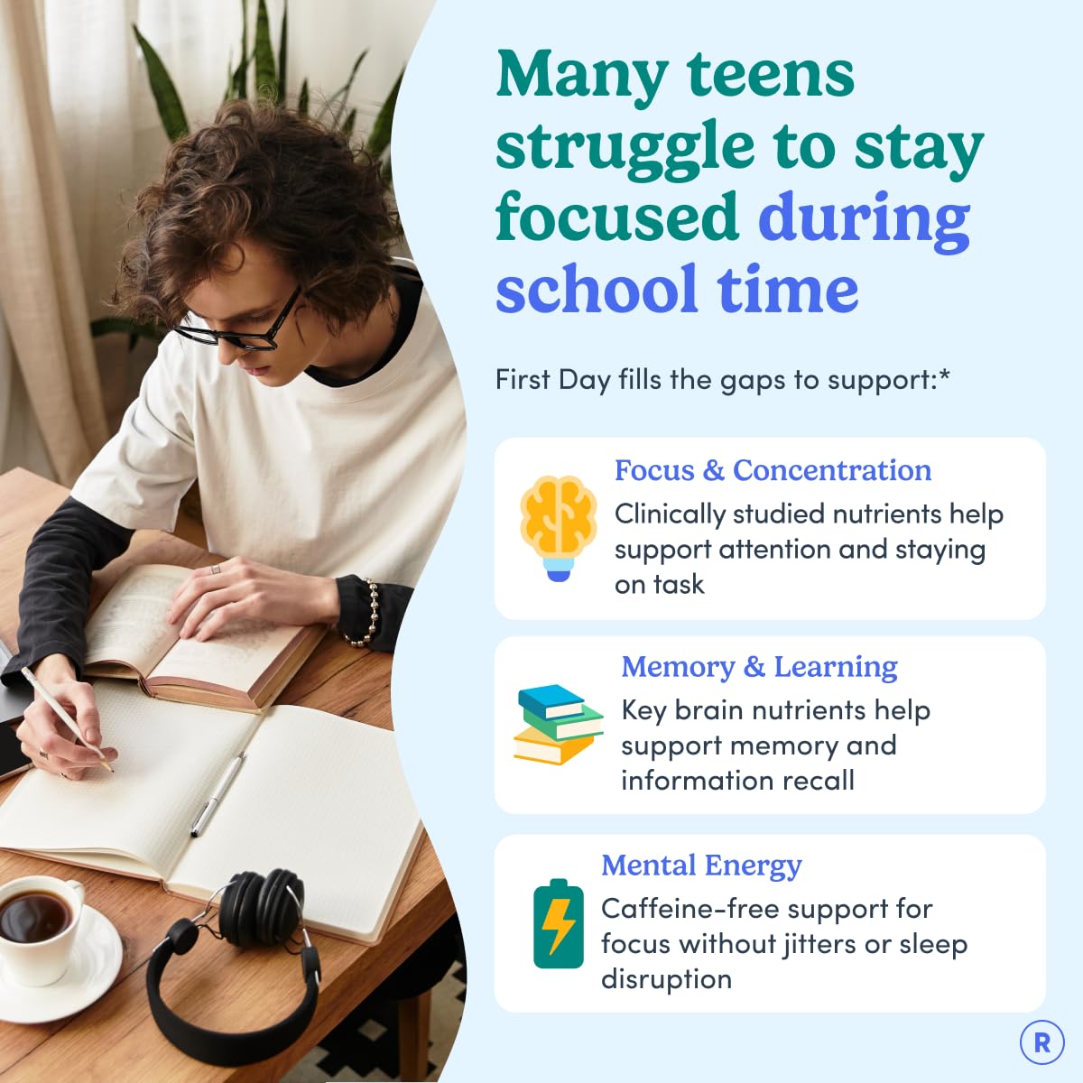 FIRST DAY Cognizin citicoline gummies packaging shown for concentration support