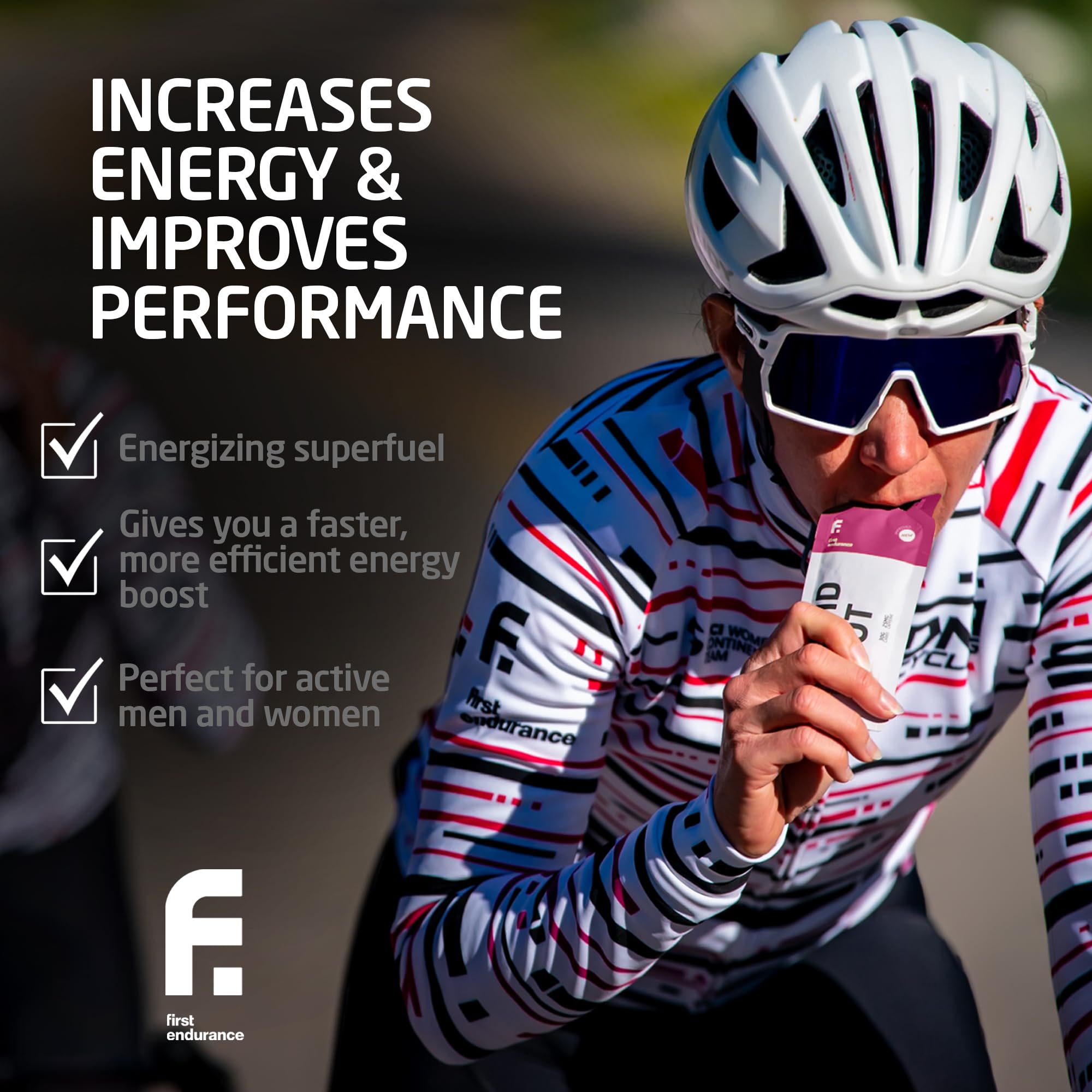 Liquid Shot FIRST ENDURANCE, empaque compacto para ciclismo y triatlón