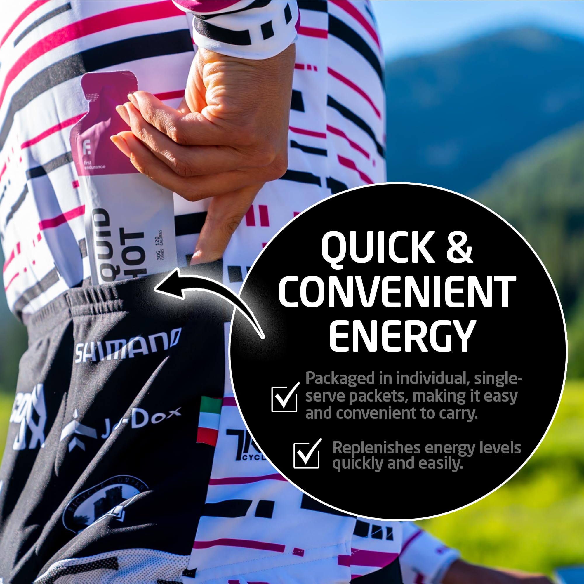 Liquid Shot FIRST ENDURANCE, sabor bayas silvestres para sesiones largas