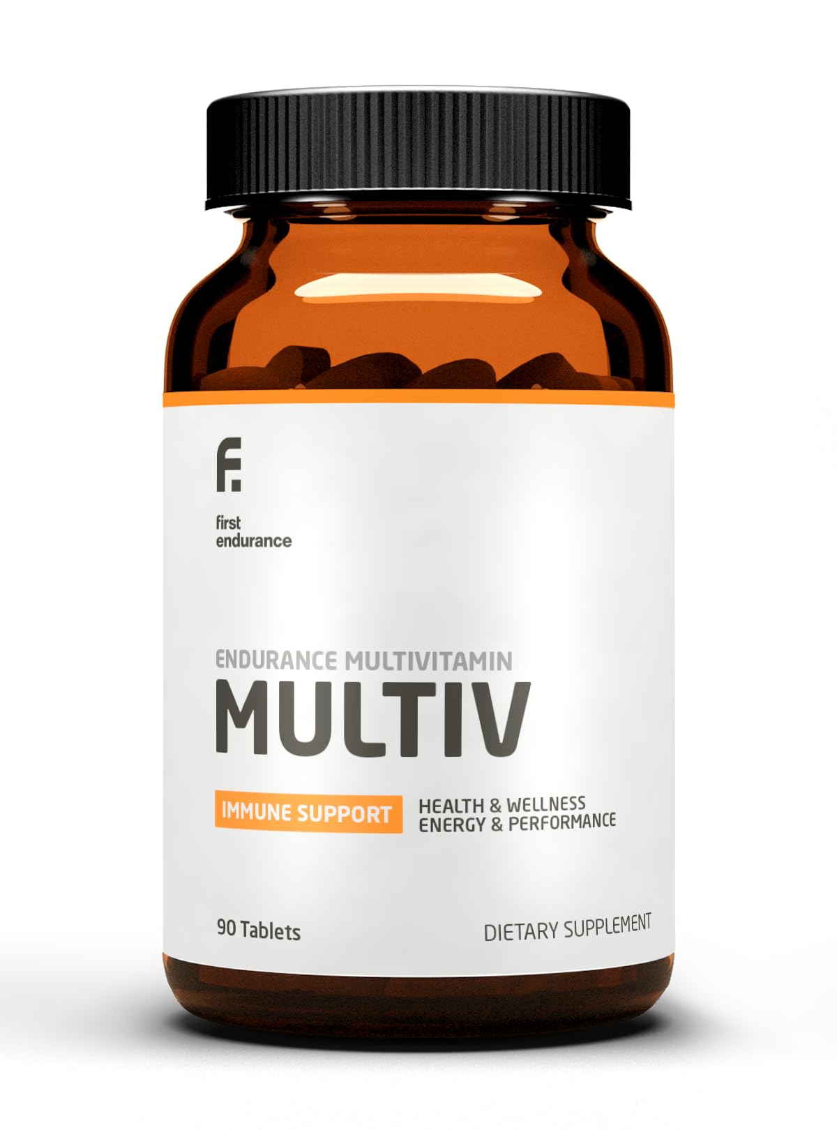 FIRST ENDURANCE Multiv: tabletas en botella para apoyo inmunológico diario.