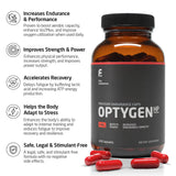 Bote de FIRST ENDURANCE OptygenHP con 120 cápsulas, ideal para rutinas de alta intensidad.
