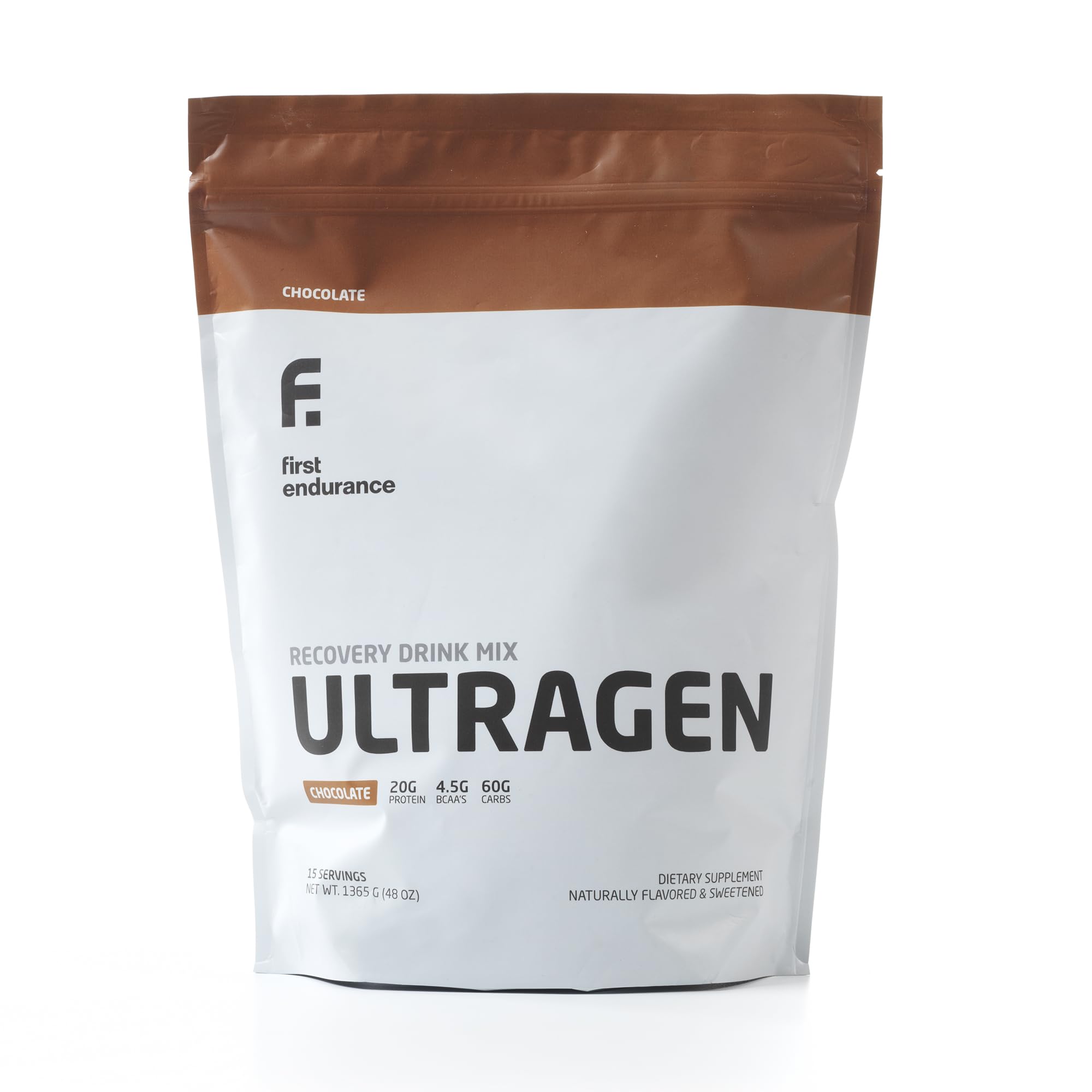 Ultragen de FIRST ENDURANCE en envase, listo para recuperación tras entreno intenso.
