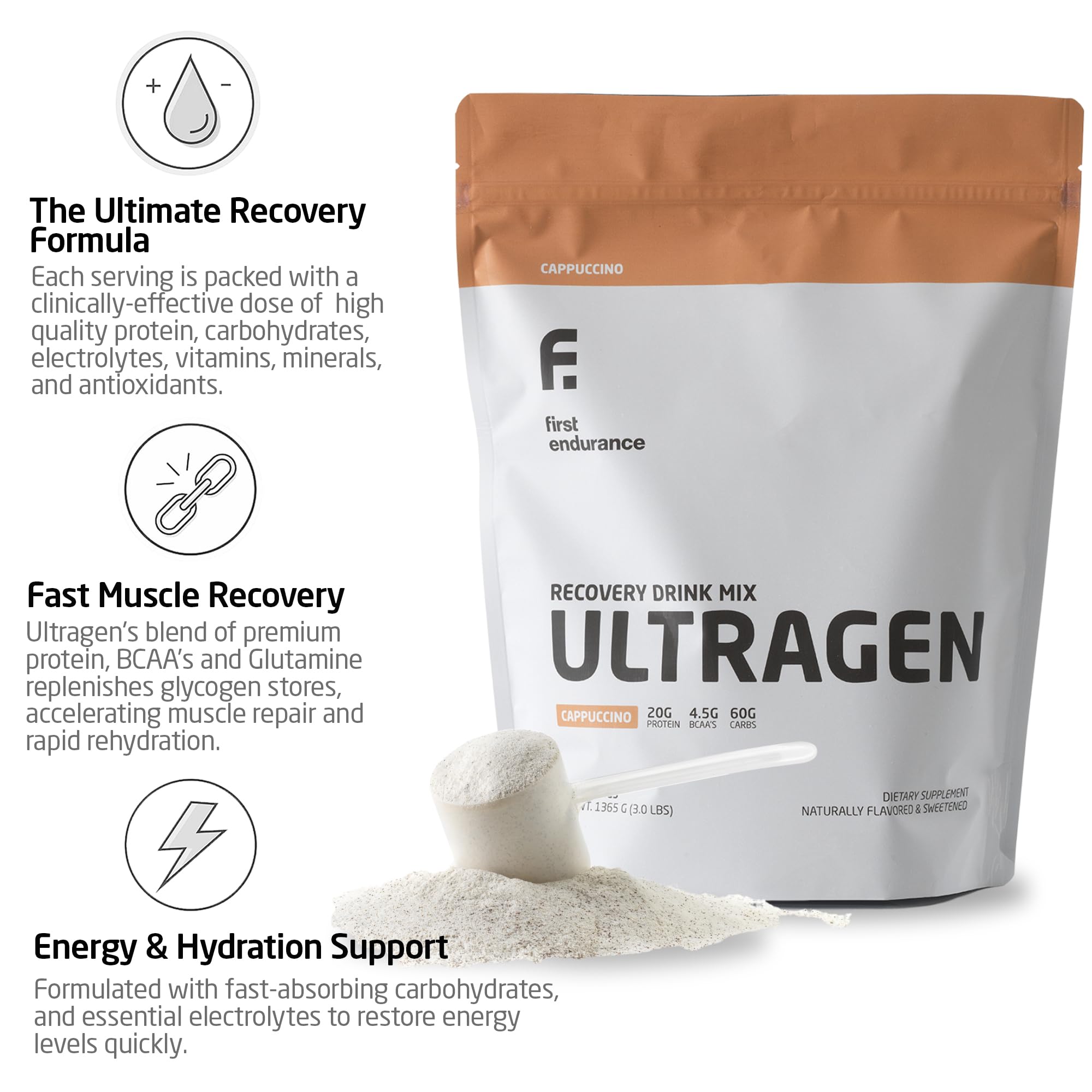 Ultragen FIRST ENDURANCE: proteína 20 g para recuperación muscular