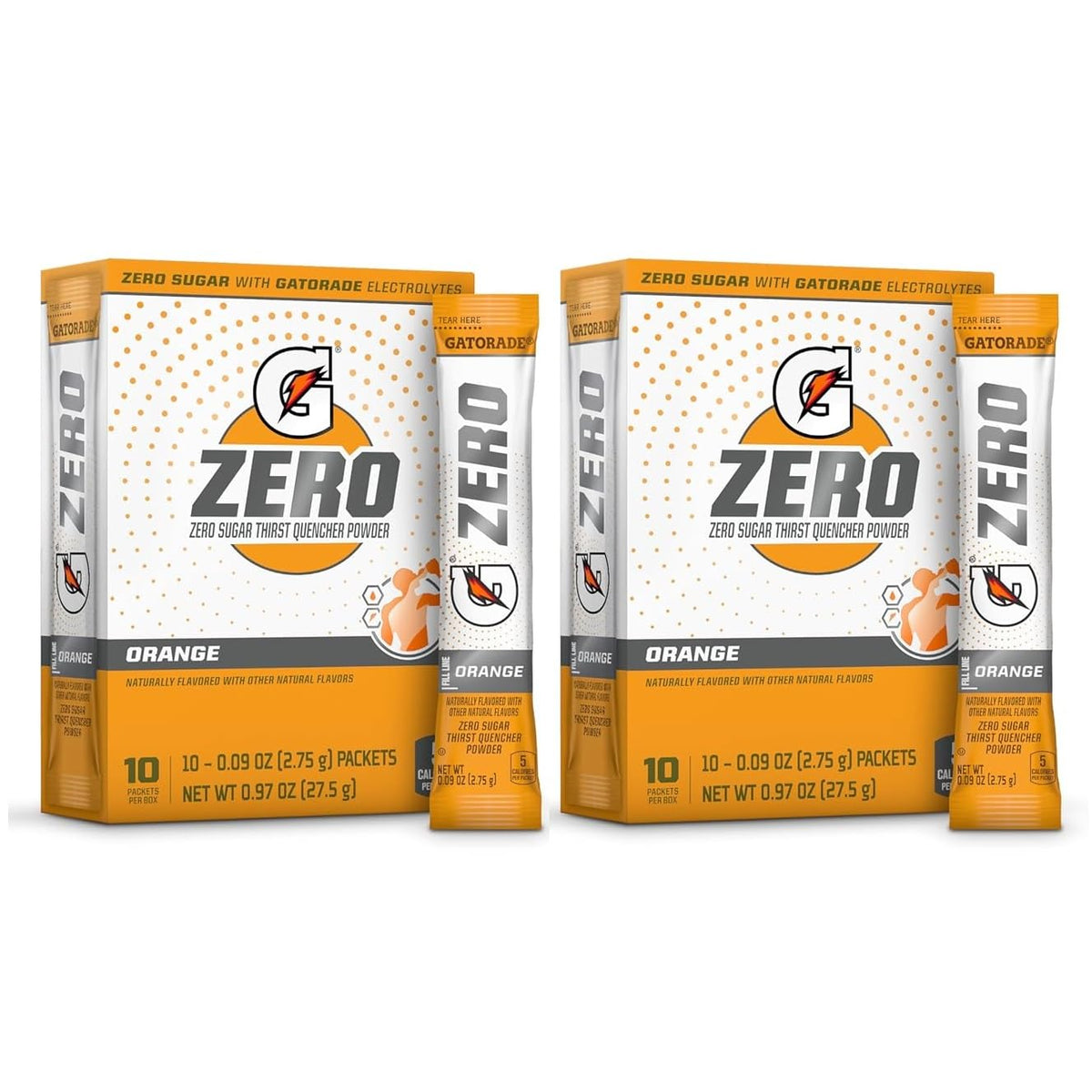 First Leaf G Zero, sobres de polvo con electrolitos y sabor naranja, ideal para hidratación sin azúcar.
