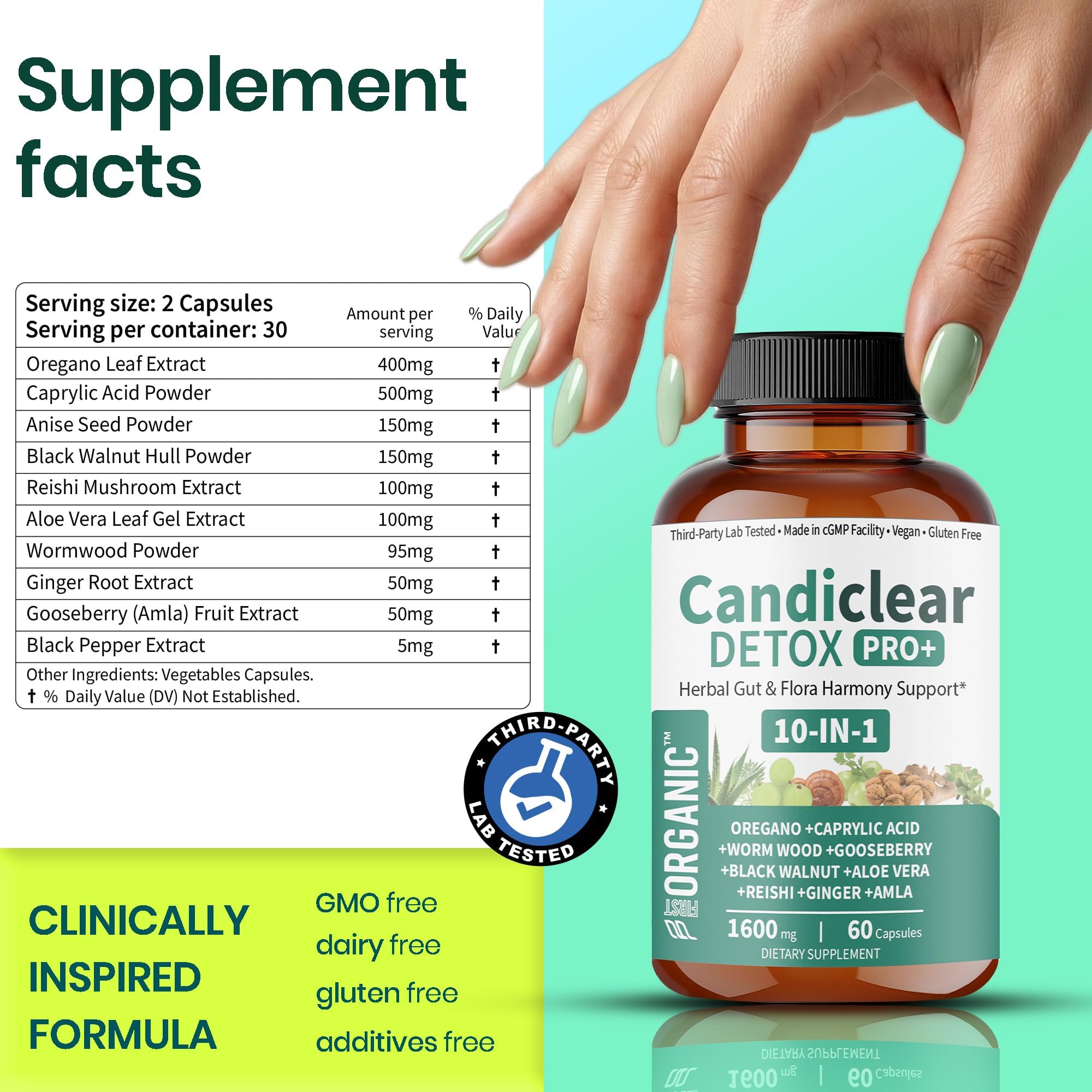 FIRSTORGANIC etiqueta limpia, vegano y libre de OGM para tranquilidad.