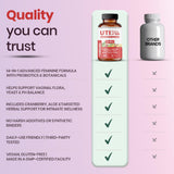 Etiqueta vegana y sin gluten en FIRSTORGANIC UTI Yeast Pro+.