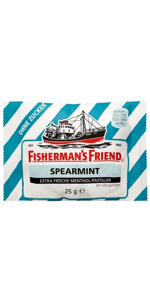 Lata de Fisherman's Friend Menta, refresco rápido del aliento en cualquier momento.