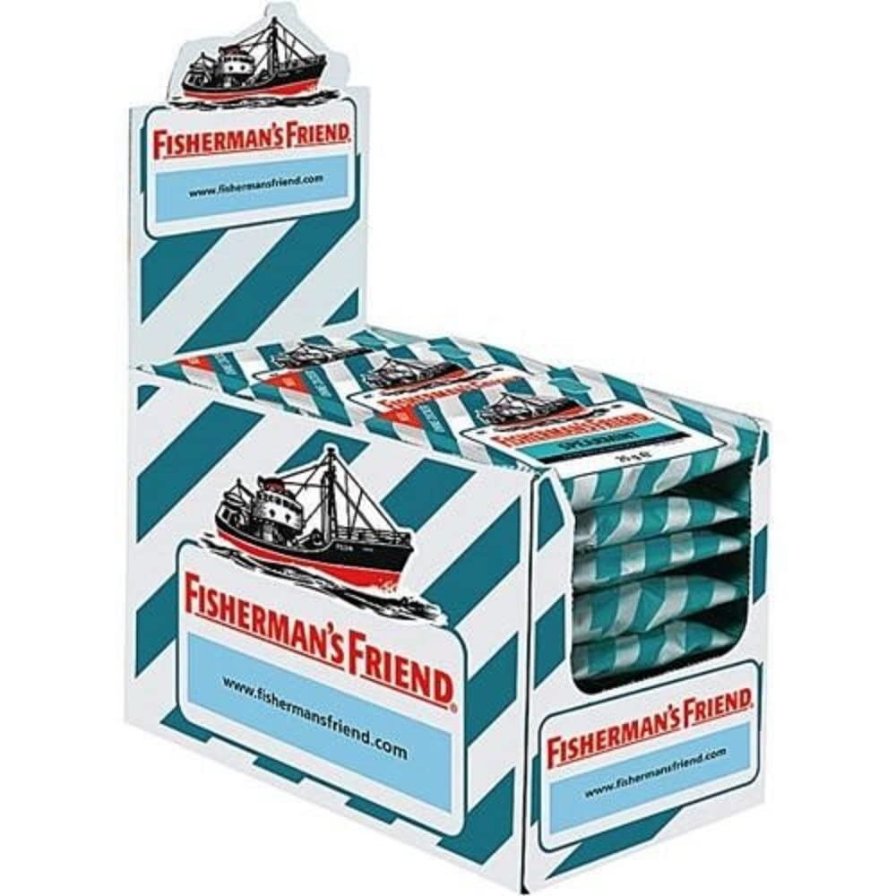 Pastillas Fisherman's Friend Menta en la palma, mentoladas y rápidas.