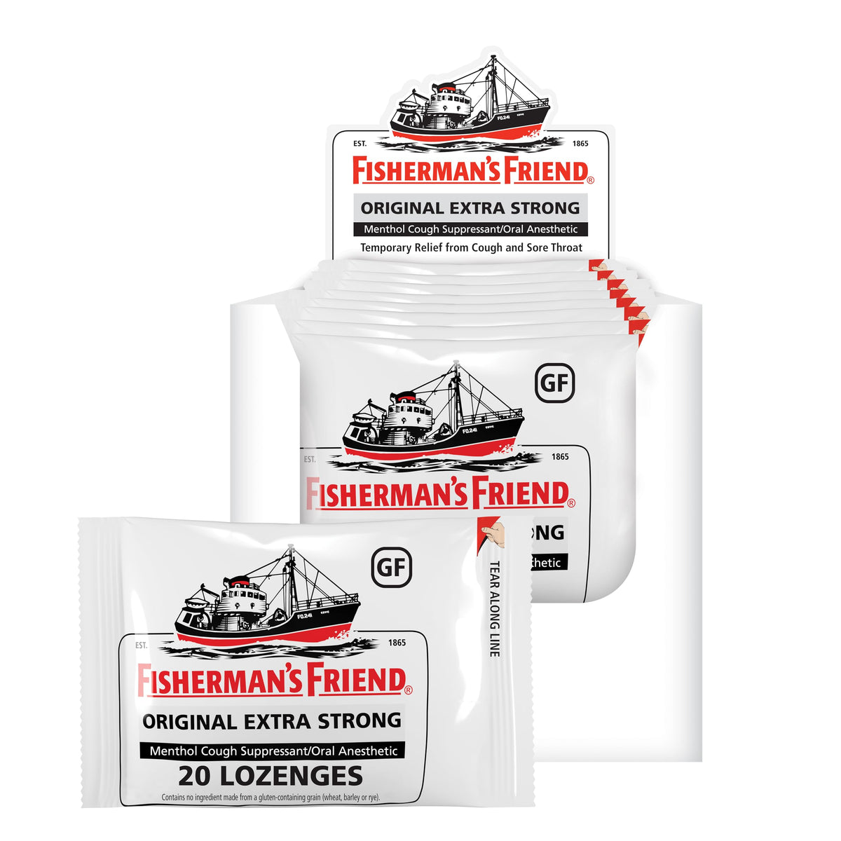 Fishermans Friend Original Extra Fuerte pastillas mentol alivian la garganta rápidamente.