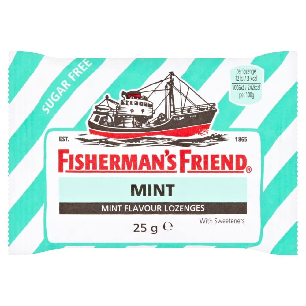 Fisherman's Friend, pastillas de menta sin azúcar, empaque de 24, sabor refrescante para el aliento