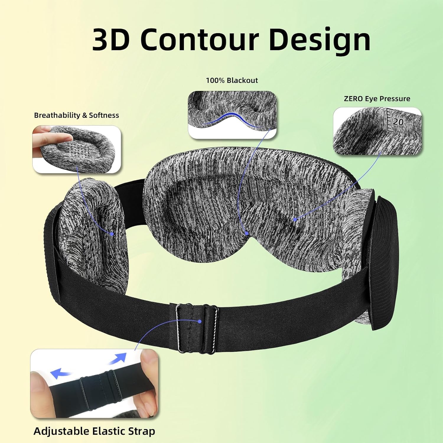Fismool máscara sueño 3D auriculares: control por voz para reproducir música sin manos.