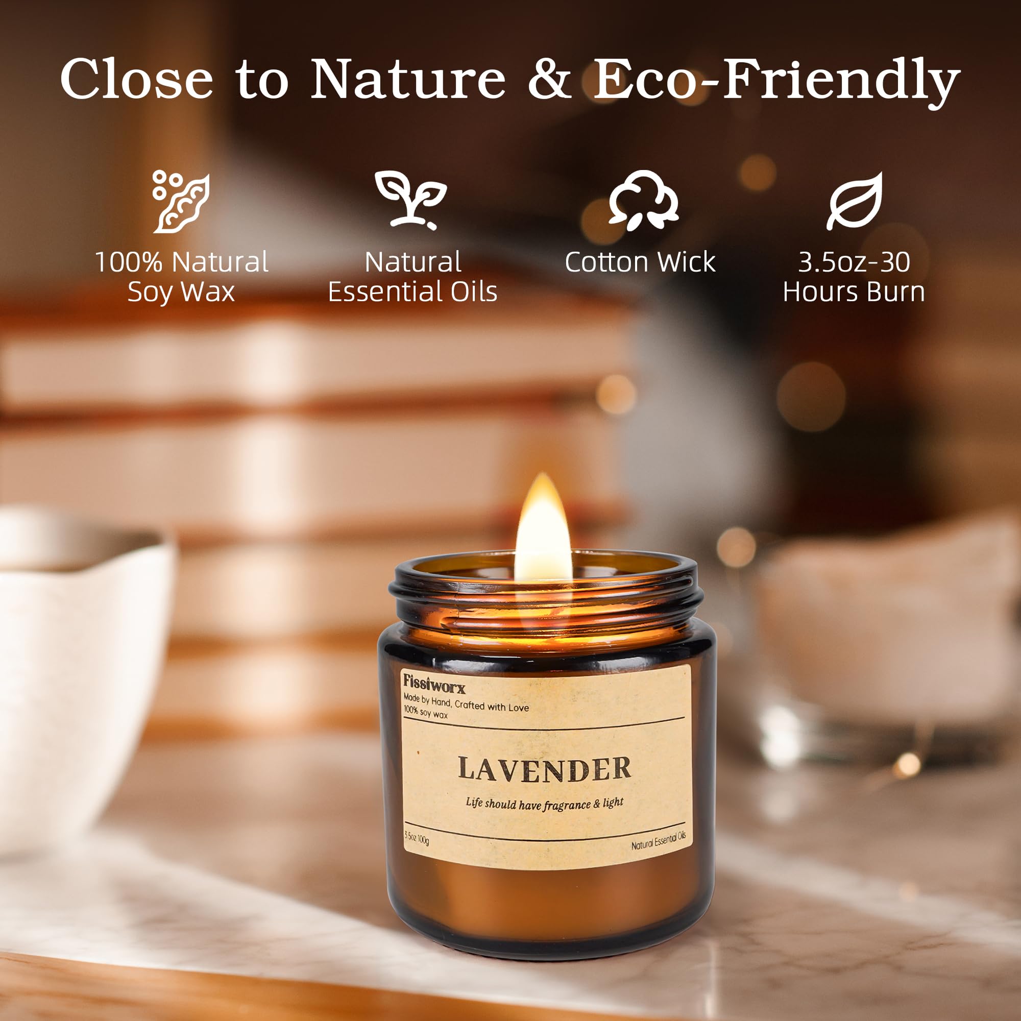 Vela fissiworx menta y eucalipto, aroma vigorizante para refrescar la habitación.